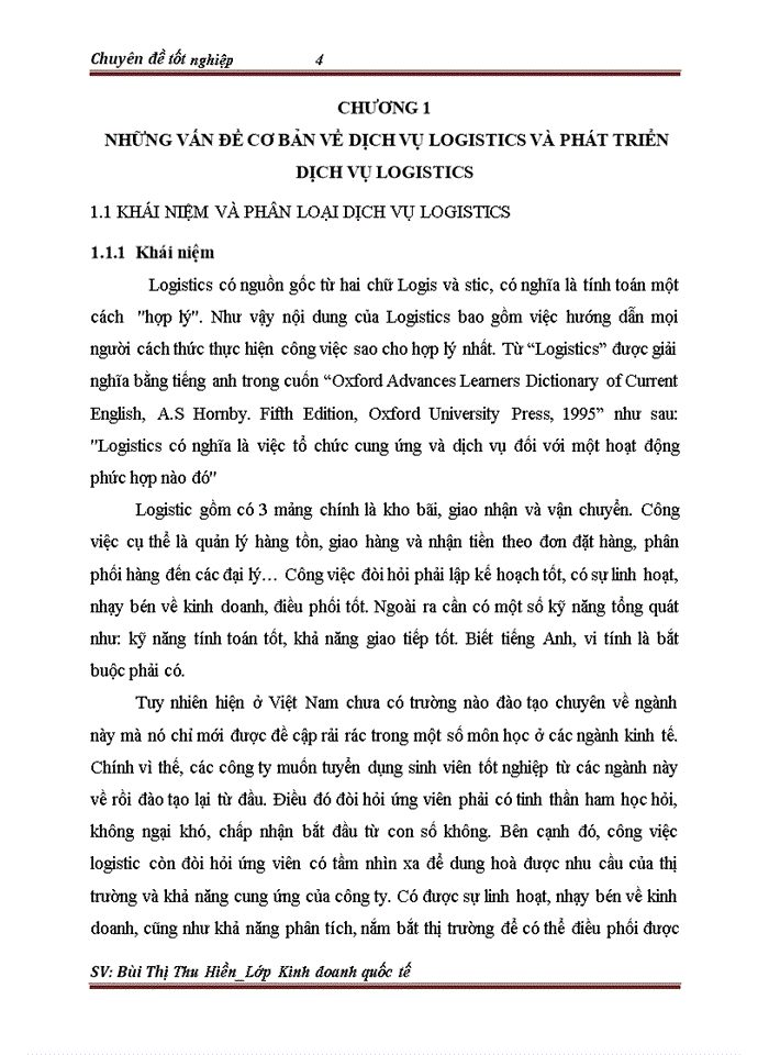 image for page Phát triển hoạt động kinh doanh dịch vụ Logistics tại Công ty TNHH Thương Mại và Đầu tư Huy Phát