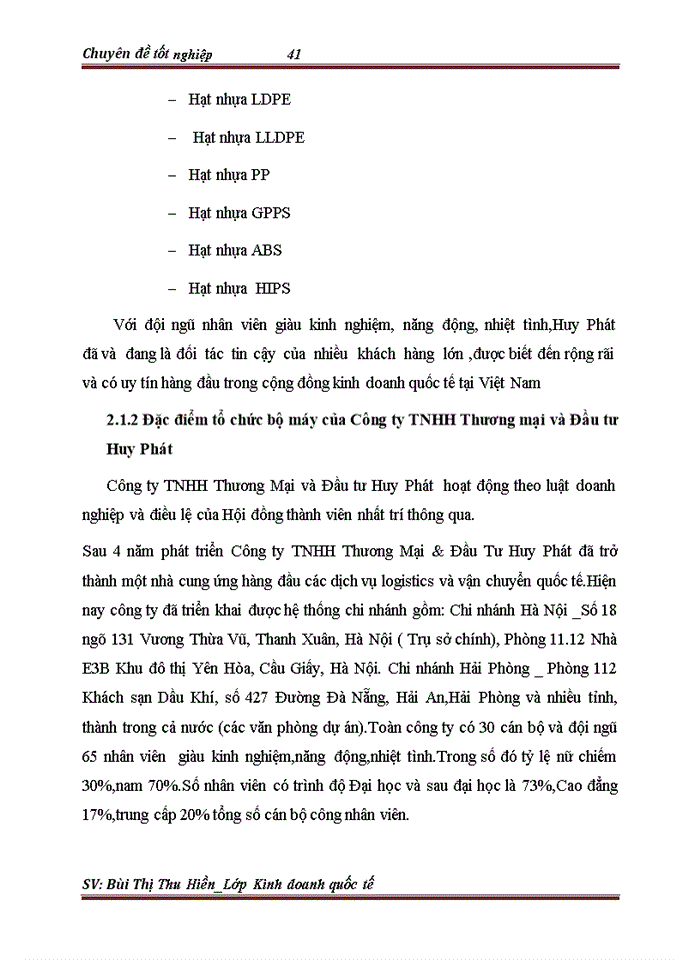 image for page Phát triển hoạt động kinh doanh dịch vụ Logistics tại Công ty TNHH Thương Mại và Đầu tư Huy Phát