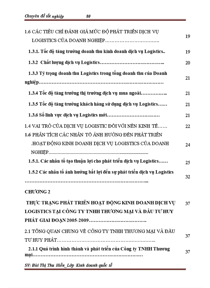 image for page Phát triển hoạt động kinh doanh dịch vụ Logistics tại Công ty TNHH Thương Mại và Đầu tư Huy Phát