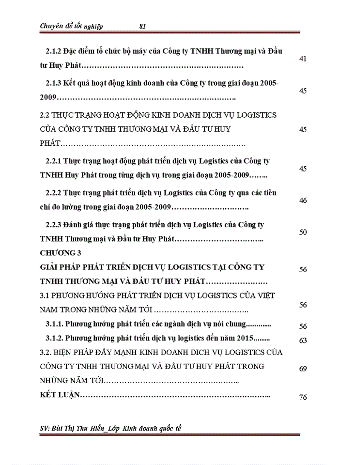 image for page Phát triển hoạt động kinh doanh dịch vụ Logistics tại Công ty TNHH Thương Mại và Đầu tư Huy Phát