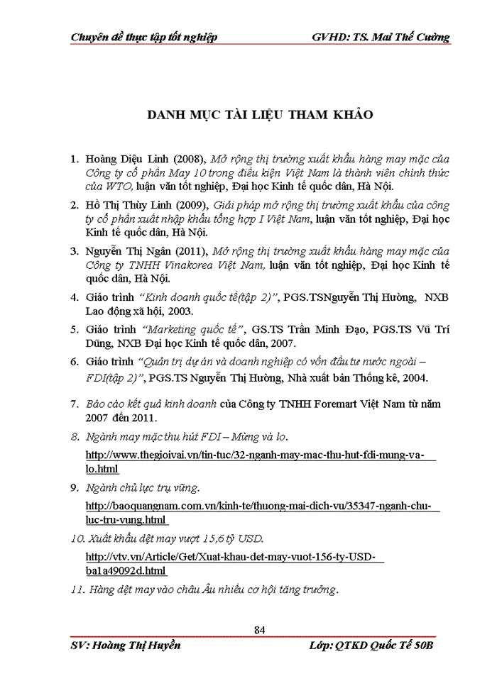 image for page Mở rộng thị trường xuất khẩu hàng may mặc tại Công ty TNHH Foremart Việt Nam