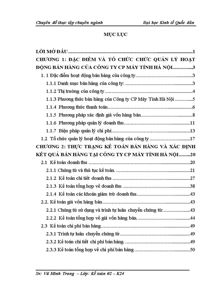 Tổ chức công tác kế toán bán hàng và xác định kết quả bán hàng tại công ty cổ phần máy tính hà nội