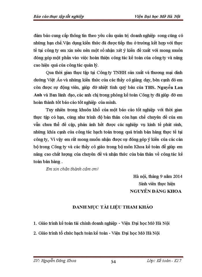 image for page Thực trạng kế toán bán hàng tại công ty tnhh sản xuất và thương mại dinh dưỡng việt áo