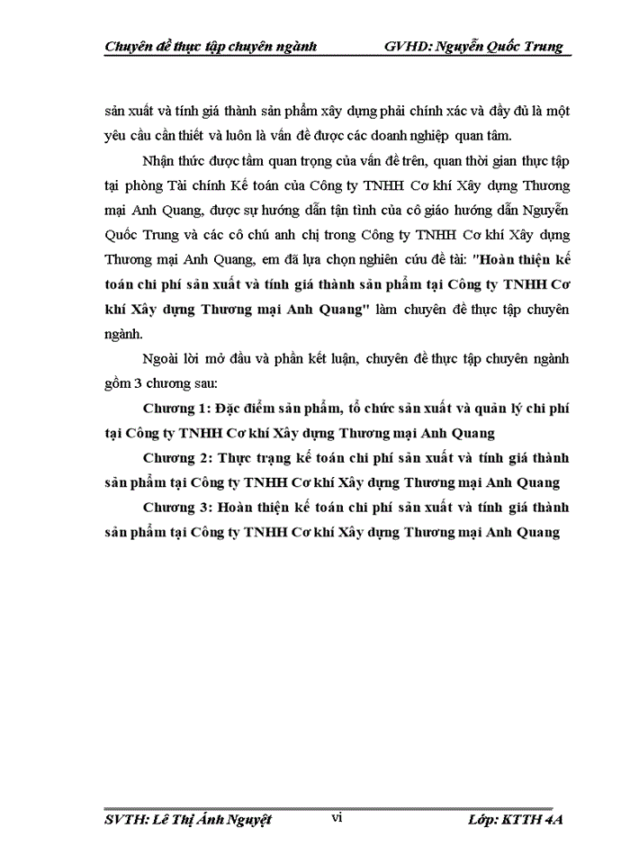 image for page Hoàn thiện kế toán chi phí sản xuất và tính giá thành sản phẩm tại công ty tnhh cơ khí xây dựng thương mại anh quang