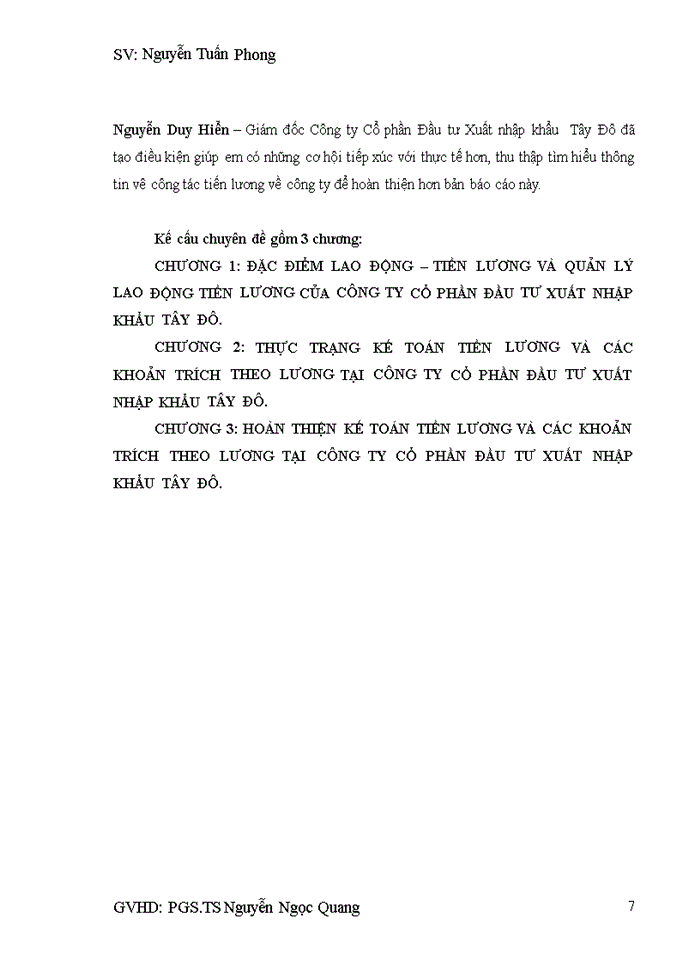 image for page Hoàn thiện Kế toán tiền lương và các khoản trích theo lương tại Công ty Cổ phần Đầu tư XNK Tây Đô