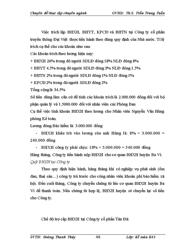 image for page Hoàn thiện kế toán tiền lương và các khoản trích theo lương tại Công ty cổ phần Tản Đà