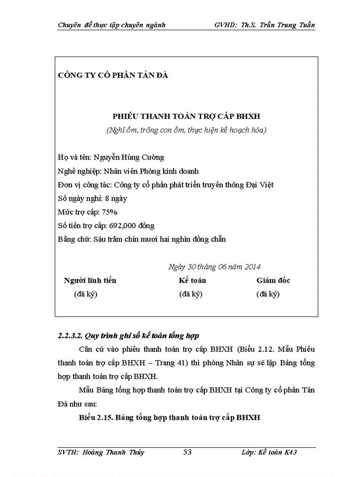 image for page Hoàn thiện kế toán tiền lương và các khoản trích theo lương tại Công ty cổ phần Tản Đà