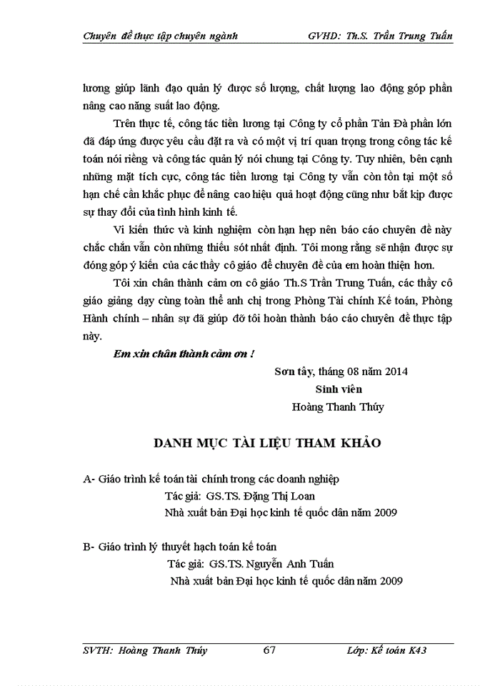 image for page Hoàn thiện kế toán tiền lương và các khoản trích theo lương tại Công ty cổ phần Tản Đà