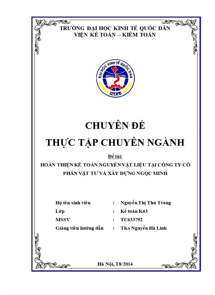 image for page Hoàn thiện kế toán nguyên vật liệu tại công ty cổ phần vật tư và xây dựng ngọc minh