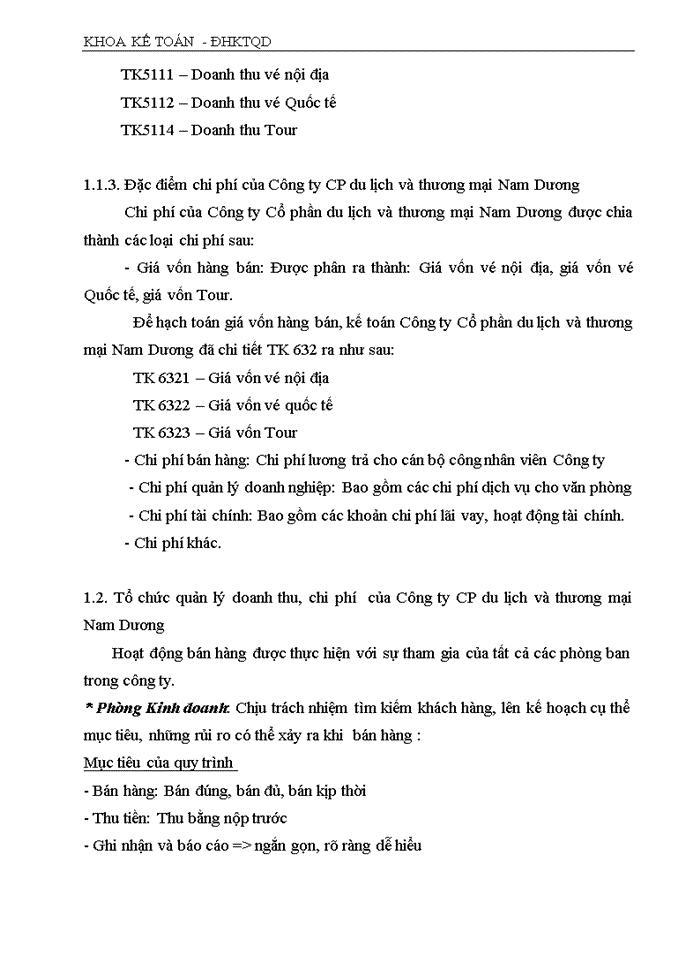 image for page Hoàn thiện kế toán doanh thu, chi phí và xác định kết quả kinh doanh tại Công ty Cổ phần du lịch và thương mại Nam Dương