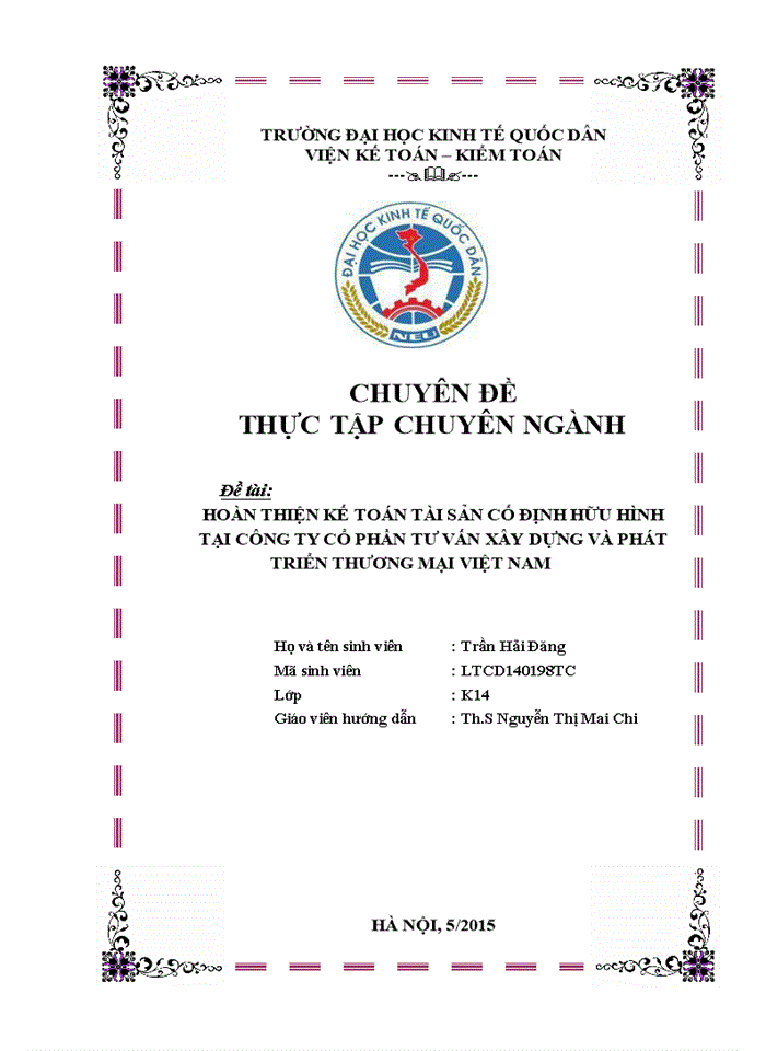 image for page Hoàn thiện kế toán tài sản cố định hữu hình tại công ty cổ phần tư vấn xây dựng và phát triển thương mại việt nam