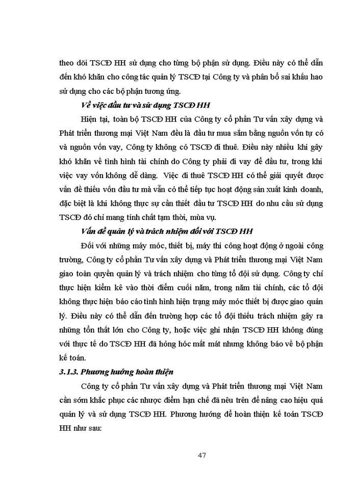 image for page Hoàn thiện kế toán tài sản cố định hữu hình tại công ty cổ phần tư vấn xây dựng và phát triển thương mại việt nam