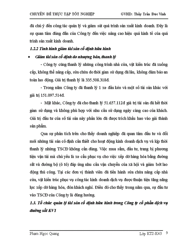 image for page Hoàn thiện kế toán tài sản cố định hữu hình tại Công ty cổ phần dịch vụ đường sắt KV1