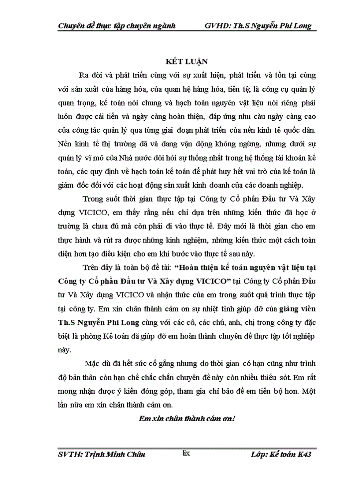 image for page Hoàn thiện kế toán nguyên vật liệu tại công ty cổ phần đầu tư và xây dựng vicico