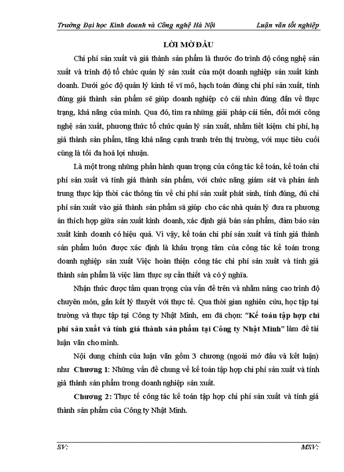 image for page Kế toán tập hợp chi phí sản xuất và tính giá thành sản phẩm tại Công ty Nhật Minh
