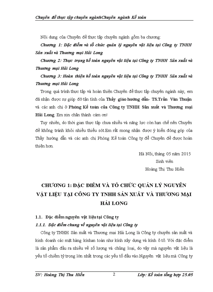 image for page Kế toán nguyên vật liệu tại Công ty TNHH Sản xuất và Thương mại Hải Long