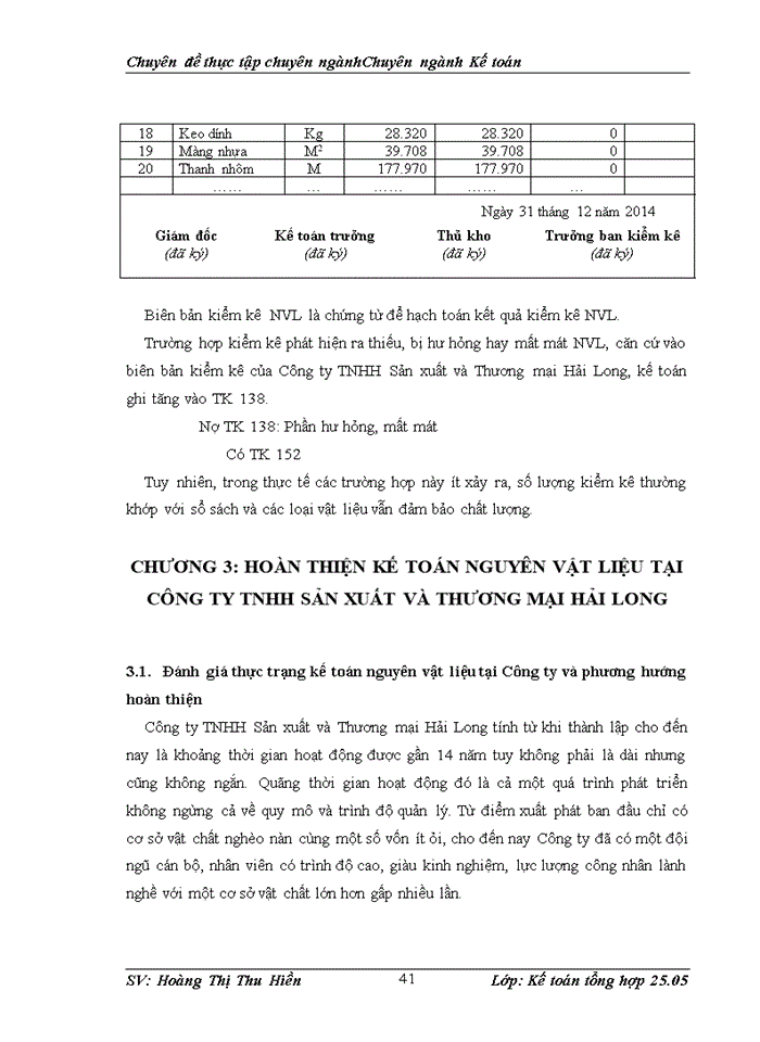 image for page Kế toán nguyên vật liệu tại Công ty TNHH Sản xuất và Thương mại Hải Long