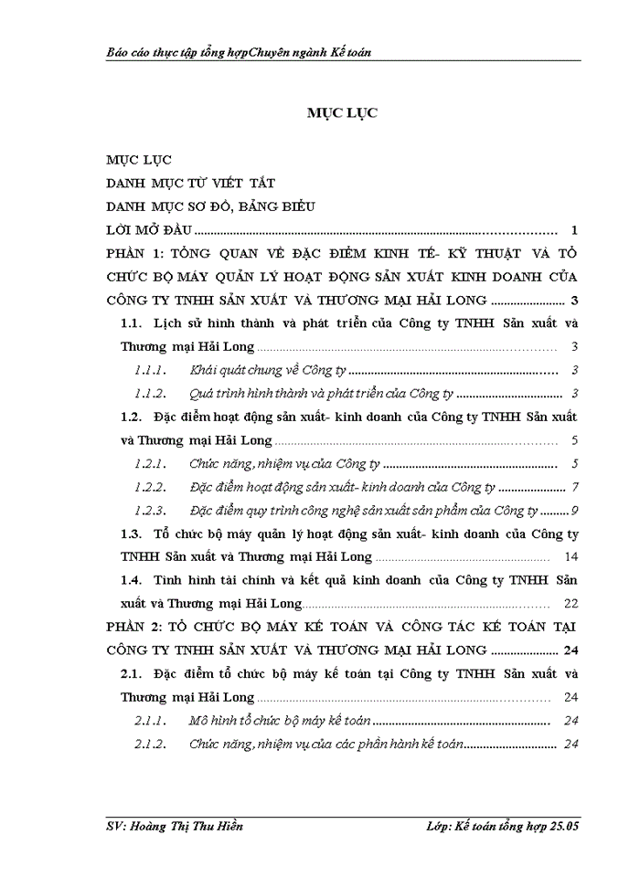 image for page Tổ chức kế toán tại Công ty TNHH Sản xuất và Thương mại Hải Long.