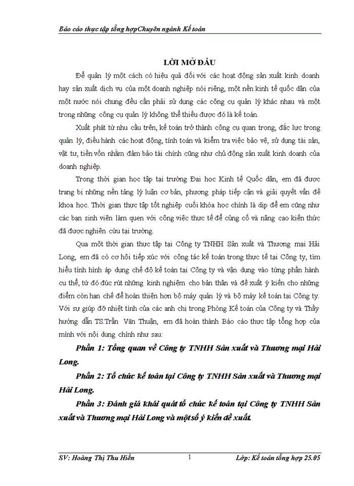 image for page Tổ chức kế toán tại Công ty TNHH Sản xuất và Thương mại Hải Long.