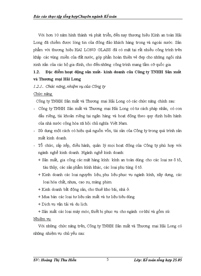 image for page Tổ chức kế toán tại Công ty TNHH Sản xuất và Thương mại Hải Long.