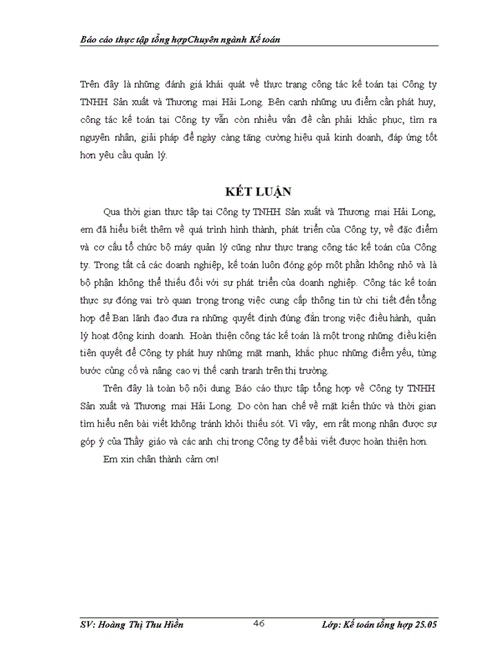 image for page Tổ chức kế toán tại Công ty TNHH Sản xuất và Thương mại Hải Long.