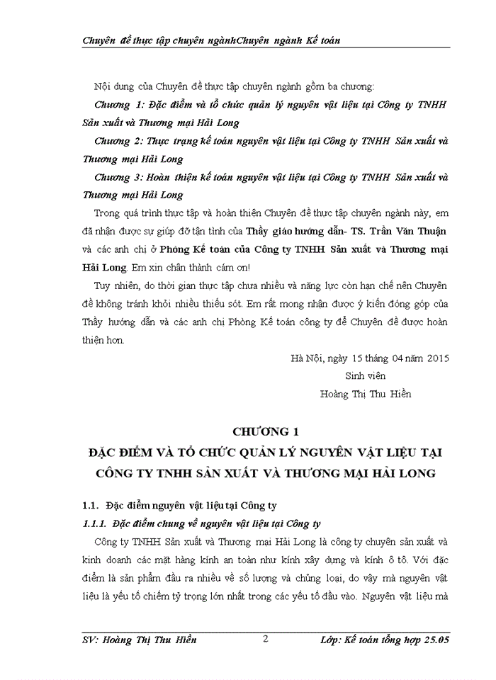 image for page Kế toán nguyên vật liệu tại Công ty TNHH Sản xuất và Thương mại Hải Long