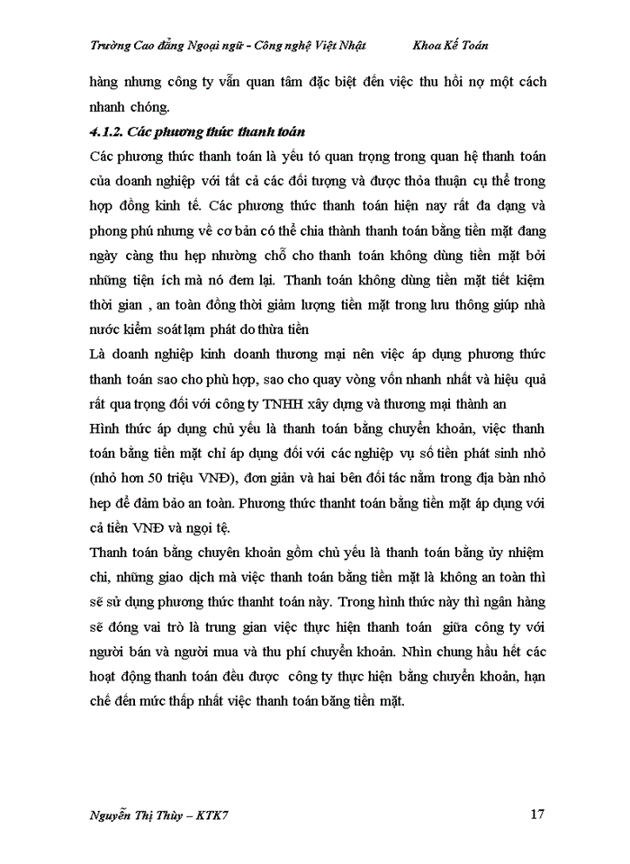 image for page Công tác tổ chức kế toán thanh toán tại công ty tnhh xây dựng và thương mại thành an