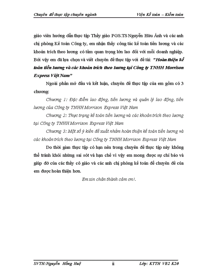 image for page Hoàn thiện kế toán tiền lương và các khoản trích theo lương tại công ty tnhh morrison express việt nam