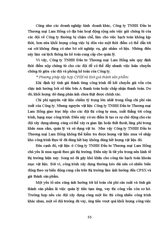 image for page Hoàn thiện kế toán chi phí sản xuất và tính giá thành sản phẩm xây lắp tại công ty tnhh đầu tư thương mại lam hồng