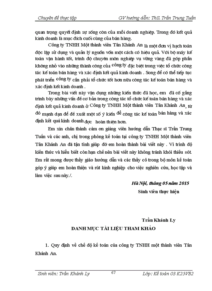 image for page Kế toán bán hàng và xác định kết quả kinh doanh tại Công ty TNHH Một thành viên Tân Khánh An