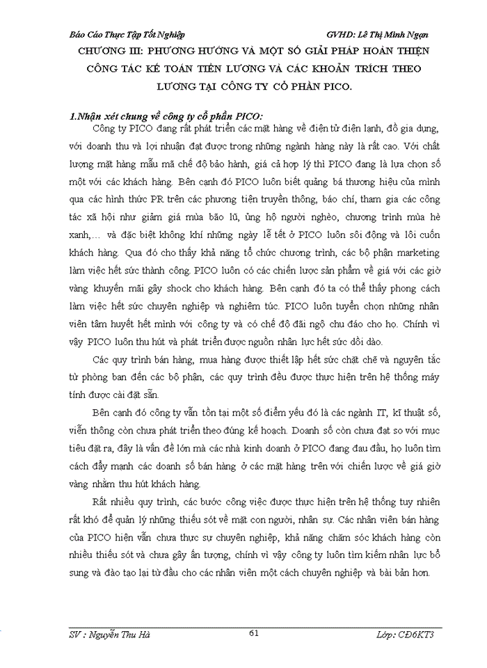 image for page Kế toán tiền lương và các khoản trích theo lương tại công ty Cổ Phần PICO