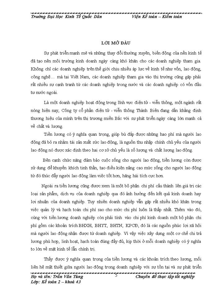 image for page Hoàn thiện kế toán tiền lương và các khoản trích theo lương tại Công ty cổ phần điện tử - viễn thông Thành Biên