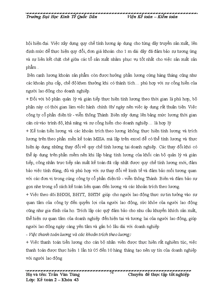 image for page Hoàn thiện kế toán tiền lương và các khoản trích theo lương tại Công ty cổ phần điện tử - viễn thông Thành Biên