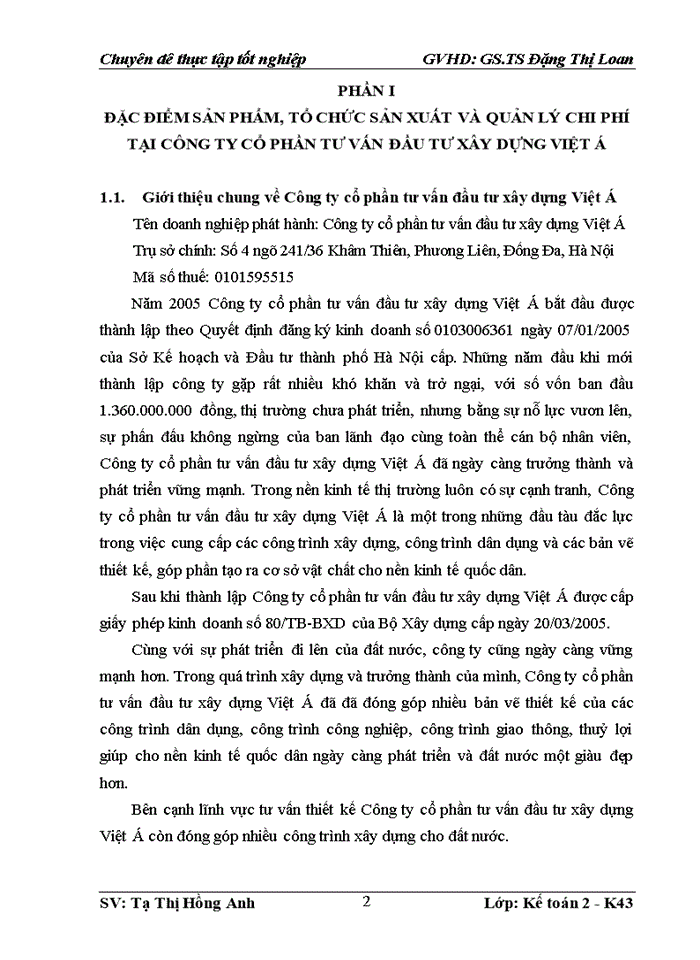 image for page Hoàn thiện kế toán chi phí sản xuất và tính giá thành sản phẩm xây lắp tại công ty cổ phần tư vấn đầu tư xây dựng việt á