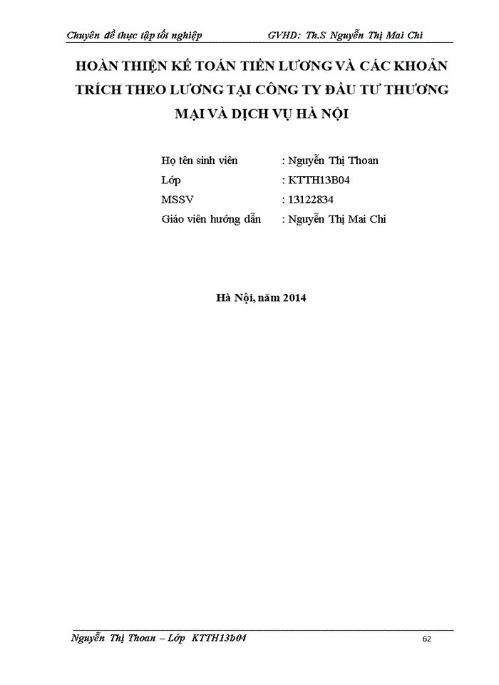 image for page Hoàn thiện kế toán tiền lương và các khoản trích theo lương tại Công ty cổ phần đầu tư thương mại và dịch vụ Hà Nội