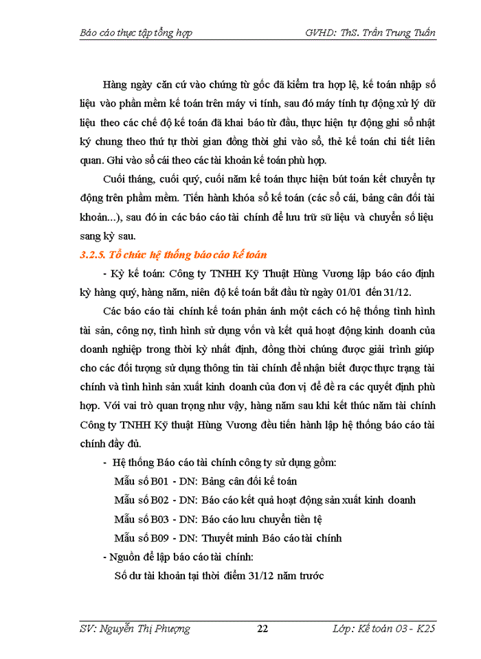 image for page Tổ chức bộ máy kế toán và hệ thống kế toán tại Công ty TNHH Kỹ thuật Hùng Vương