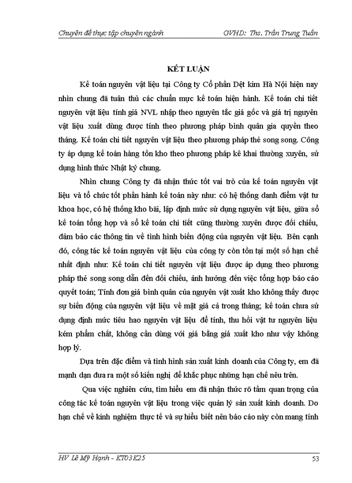 image for page Hoàn thiện kế toán nguyên vật liệu tại Công ty Cổ phần Dệt kim Hà Nội