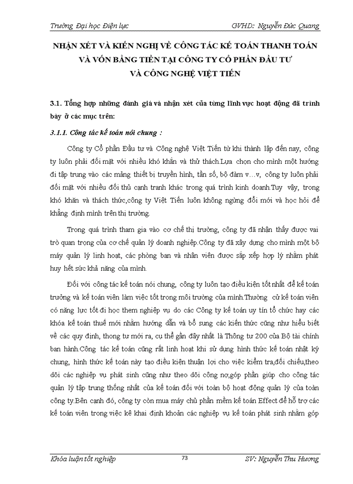image for page Thực trạng kế toán thanh toán và vốn bằng tiền tại Công ty Cổ phần Đầu tư và Công nghệ Việt Tiến