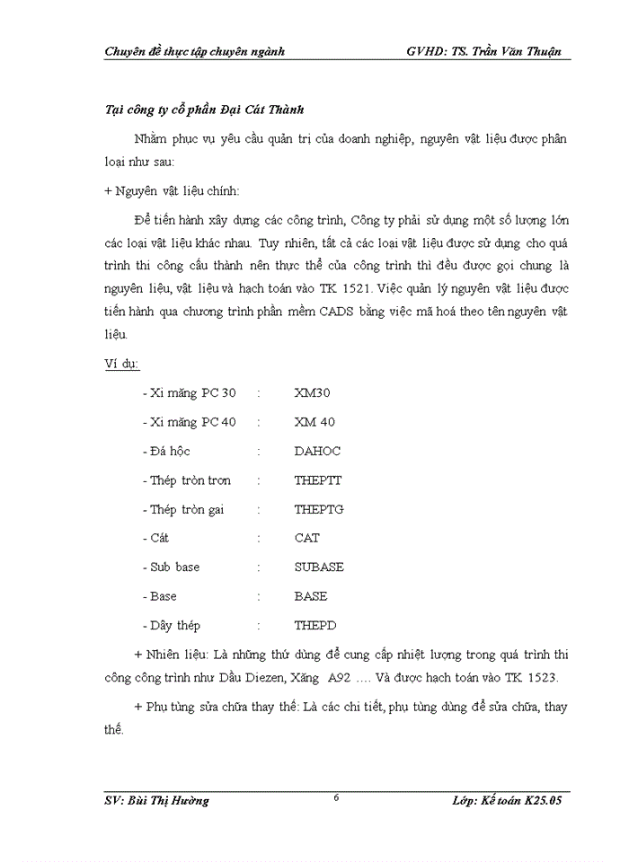 image for page Kế toán nguyên vật liệu tại  Công ty Cổ Phần Đại Cát Thành