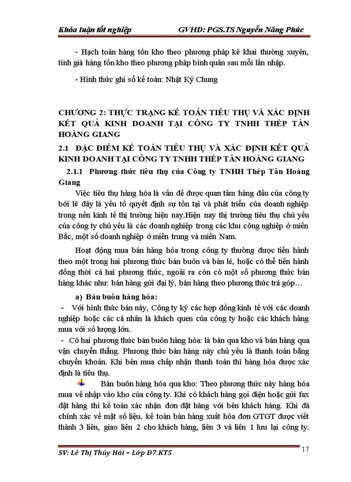 image for page Kế toán tiêu thụ và xác định kết quả kinh doanh tại Công ty TNHH Thép Tân Hoàng Giang