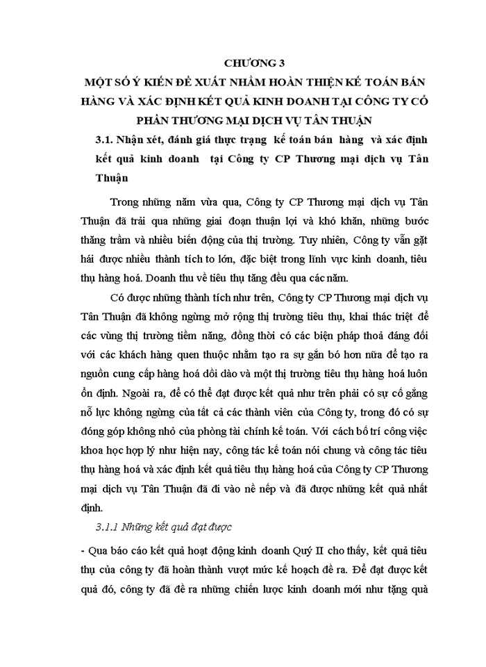 image for page Hoàn thiện kế toán bán hàng và xác định kết quả kinh doanh tại Công ty Cổ phần Thương mại Dịch vụ Tân Thuận