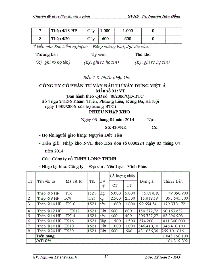 image for page Hoàn thiện kế toán nguyên vật liệu tại công ty cổ phần tư vấn đầu tư xây dựng việt á