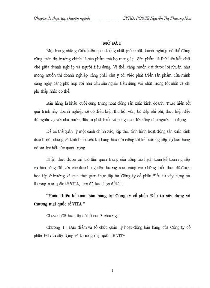 image for page Hoàn thiện kế toán bán hàng tại Công ty cổ phần Đầu tư xây dựng và thương mại quốc tế VITA