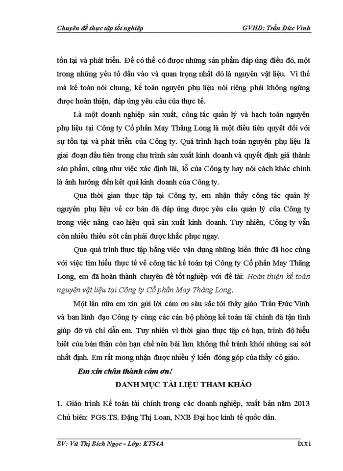 image for page Hoàn thiện kế toán nguyên vật liệu tại công ty cổ phần may thăng long