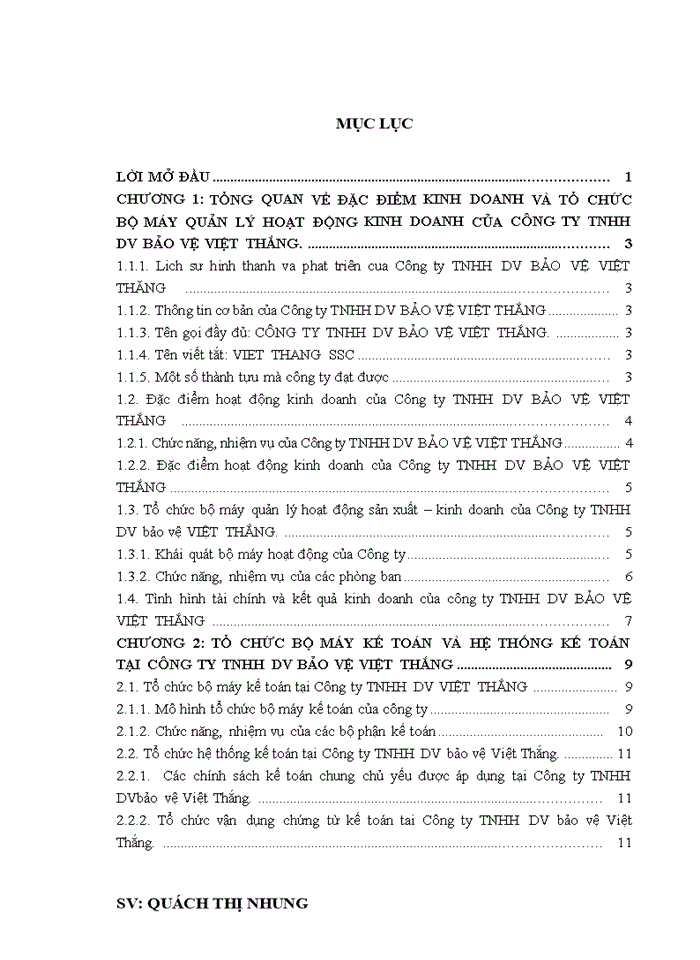 image for page Tổ chức bộ máy kế toán và hệ thống kế toán tại công ty TNHH DV bảo vệ VIỆT THẮNG