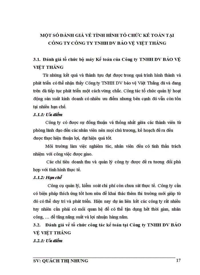 image for page Tổ chức bộ máy kế toán và hệ thống kế toán tại công ty TNHH DV bảo vệ VIỆT THẮNG