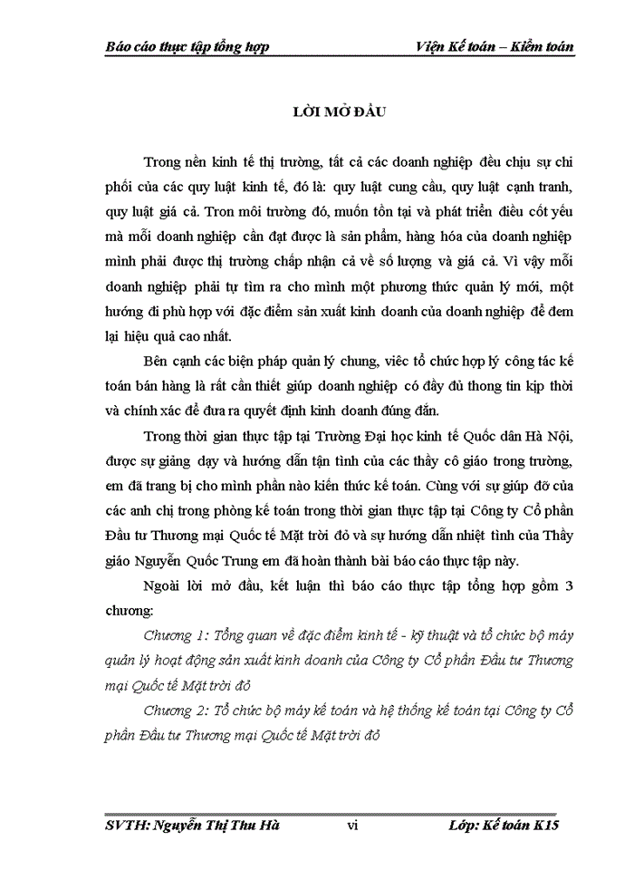 image for page Tổ chức bộ máy kế toán và hệ thống kế toán tại Công ty Cổ phần Đầu tư Thương mại Quốc tế Mặt trời đỏ