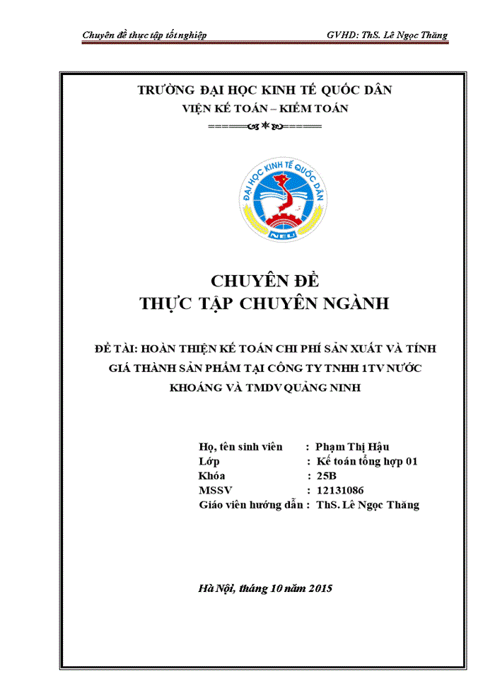 image for page Hoàn thiện kế toán chi phí sản xuất và tính giá thành sản phẩm tại công ty tnhh 1tv nước khoáng và tmdv quảng ninh