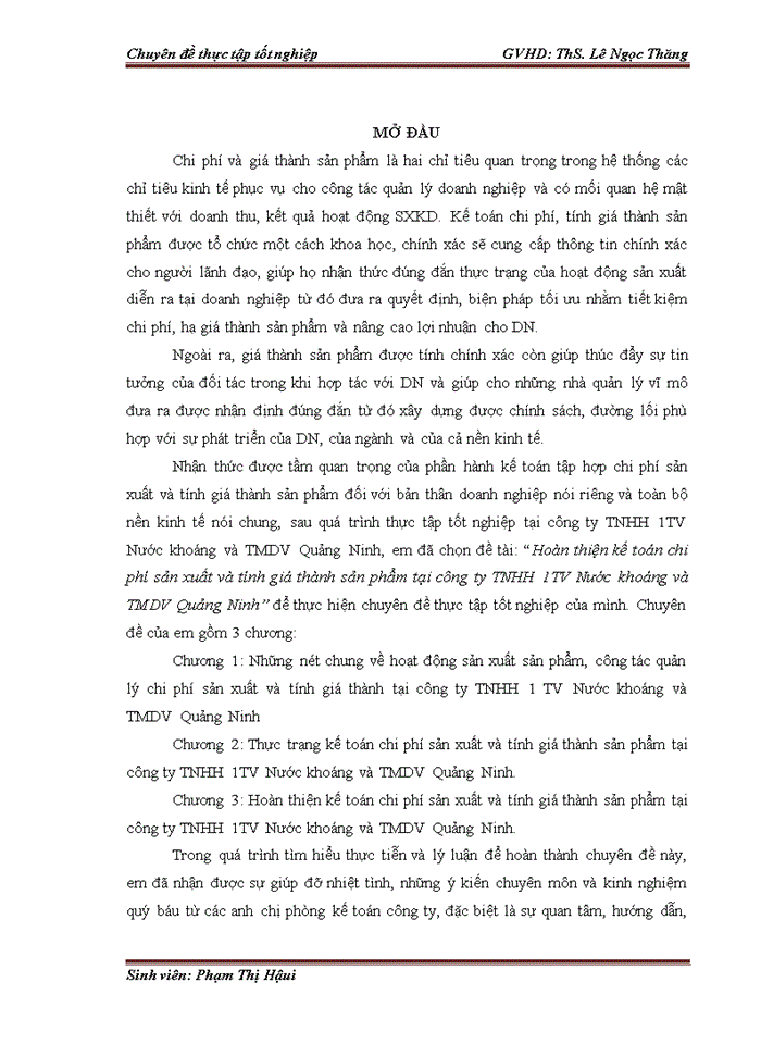image for page Hoàn thiện kế toán chi phí sản xuất và tính giá thành sản phẩm tại công ty tnhh 1tv nước khoáng và tmdv quảng ninh