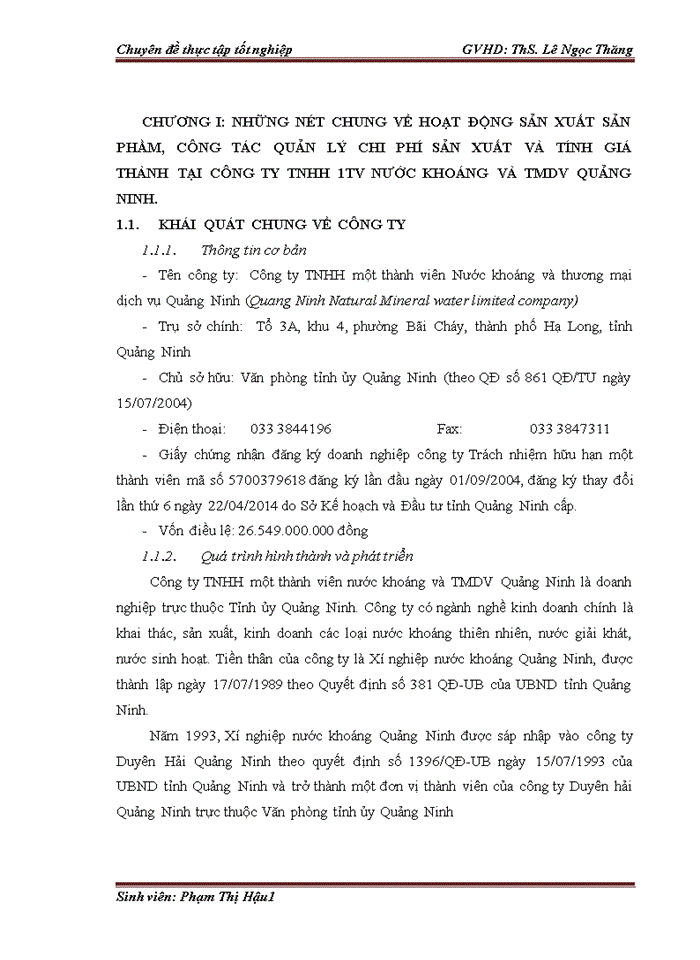 image for page Hoàn thiện kế toán chi phí sản xuất và tính giá thành sản phẩm tại công ty tnhh 1tv nước khoáng và tmdv quảng ninh